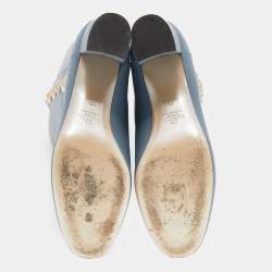 مملوكة مسبقًا بوت فالنتينو روكستد جلد أزرق بطول الركبة مقاس 39