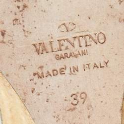 Pre Owned Valentino Black Lace And Mesh Espadrille Wedge Sandals Size 39