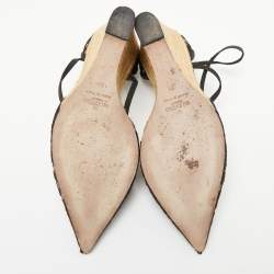 Pre Owned Valentino Black Lace And Mesh Espadrille Wedge Sandals Size 39