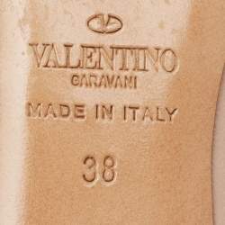 Pre Owned Valentino Beige Leather Eyelet Detail Love Latch Pumps Size 38