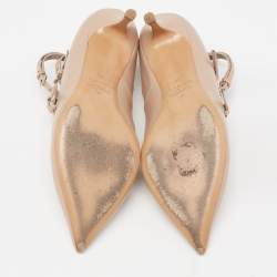 Pre Owned Valentino Beige Leather Eyelet Detail Love Latch Pumps Size 38