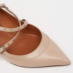 Pre Owned Valentino Beige Leather Eyelet Detail Love Latch Pumps Size 38