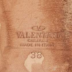 Pre Owned Valentino Beige Suede Pointed Toe Ankle Wrap Ballet Flats Size 38