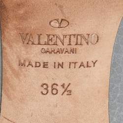 Pre Owned Valentino Grey Leather Rolling Rockstud Pointed Toe  Pumps Size 36.5