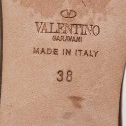 Pre Owned Valentino Brown Leather Studded Buckle Ankle Strap  Sandals Size 38