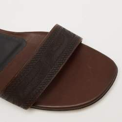 Pre Owned Valentino Brown Leather Studded Buckle Ankle Strap  Sandals Size 38