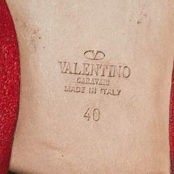 Valentino Red Satin Embroidered Smoking Slippers Size 40   
