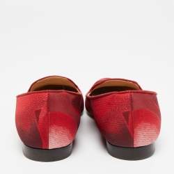 Valentino Red Satin Embroidered Smoking Slippers Size 40   