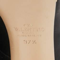 Pre Owned Valentino Black Leather Studded Heel and Platform Peep-Toe Pumps Size 37.5