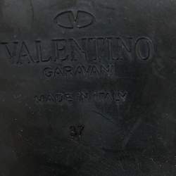 مملوكة مسبقًا Valentino Burgundy Leather Soul Rockstud Combat Knee Length Boots Size 37