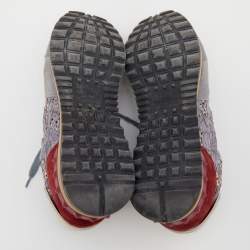 Pre Owned Valentino Multicolor Suede And Lace Rockrunner Low Top Sneakers Size 39.5