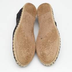 Pre Owned Valentino Black Lace Espadrille Flats Size 39