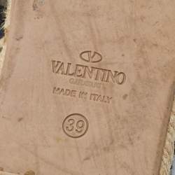 Pre Owned Valentino Black Lace Espadrille Flats Size 39