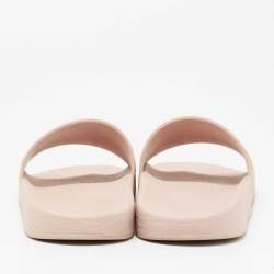 Pre Owned Valentino Pink Rubber VLTN Pool Slide Flat Size 38