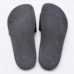 Pre Owned Valentino Black Suede Chain Detail Flat Slides Size 38