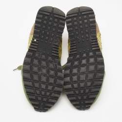 Pre Owned Valentino Multicolor Leather And Lace Rockrunner Sneakers Size 40