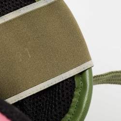 Pre Owned Valentino Multicolor Leather And Lace Rockrunner Sneakers Size 40