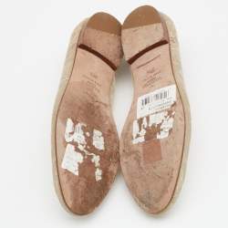 Pre Owned Valentino Beige Lace Bow Ballet Flats Size 37.5