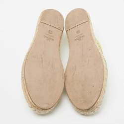 Pre Owned Valentino Neon Yellow Lace Flat Espadrilles Size 36