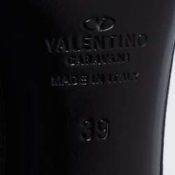 Pre Owned Valentino Black Satin Flower Embellished Ankle Strap Sandals Size 39