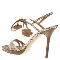 Pre Owned Valentino Beige Python Ankle Strap Sandals Size 39.5