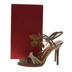 Pre Owned Valentino Beige Python Ankle Strap Sandals Size 39.5