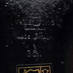 Pre Owned Valentino Red Leather Fringe Logo Buckle Ballet Flats Size 36.5