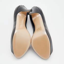 Pre Owned Valentino Black Leather Peep Toe Pumps Size 40