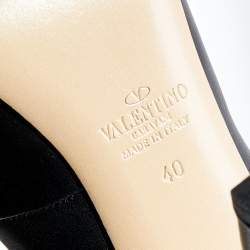 Pre Owned Valentino Black Leather Peep Toe Pumps Size 40