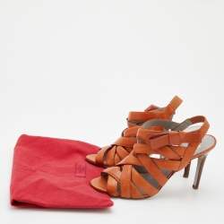 Pre Owned Valentino Brown Leather Strappy Sandals Size 40