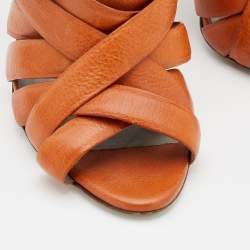 Pre Owned Valentino Brown Leather Strappy Sandals Size 40