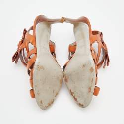 Pre Owned Valentino Brown Leather Strappy Sandals Size 40