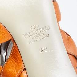 Pre Owned Valentino Brown Leather Strappy Sandals Size 40
