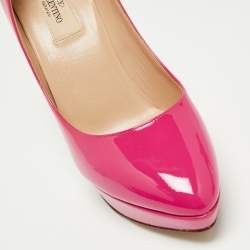 Pre Owned Valentino Pink Patent Leather Platform Pumps Size 39