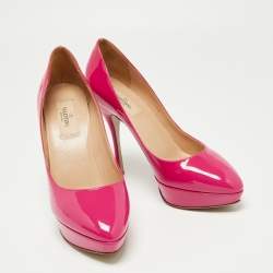 Pre Owned Valentino Pink Patent Leather Platform Pumps Size 39