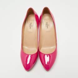 Pre Owned Valentino Pink Patent Leather Platform Pumps Size 39