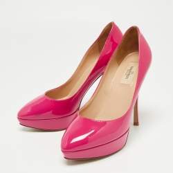 Pre Owned Valentino Pink Patent Leather Platform Pumps Size 39