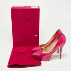 Pre Owned Valentino Pink Patent Leather Platform Pumps Size 39