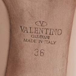 Pre Owned Valentino Beige Leather Rockstud Open Toe Lace Up Ankle Tie Pumps Size 36