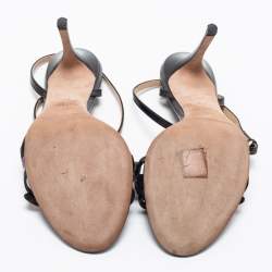 Pre Owned Valentino Black Leather Butterfly Sandals Size 41.5