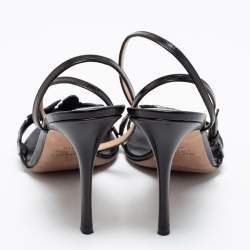 Pre Owned Valentino Black Leather Butterfly Sandals Size 41.5