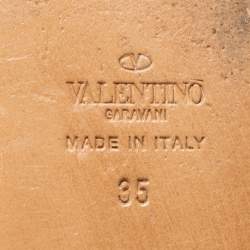 Pre Owned Valentino Black Leather Knee High Rockstud Gladiator Flats Size 35