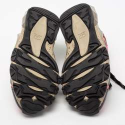 Pre Owned Valentino Multicolor Fabric And Leather Camouflage Bounce Low Top Sneakers 39