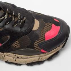 Pre Owned Valentino Multicolor Fabric And Leather Camouflage Bounce Low Top Sneakers 39