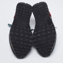 Pre Owned Valentino Multicolor Suede, Camo Print Leather and Canvas Rockrunner Low-Top Sneakers Size 39.5