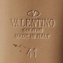 Pre Owned Valentino Beige/Black Lace and Raffia Bow Peep-To Pumps Size 41