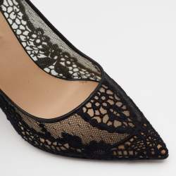 Pre Owned Valentino Black Lace Pointed Toe Pumps Size 39