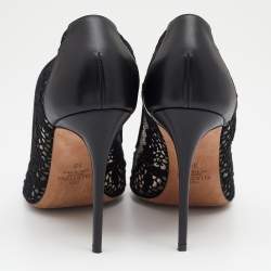 Pre Owned Valentino Black Lace Pointed Toe Pumps Size 39