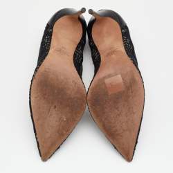 Pre Owned Valentino Black Lace Pointed Toe Pumps Size 39