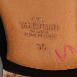 Pre Owned Valentino Black Brocade Spring Garden Smoking Slippers Size 36